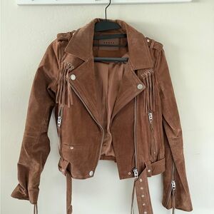Blank NYC Tan Suede Fringe Leather Jacket